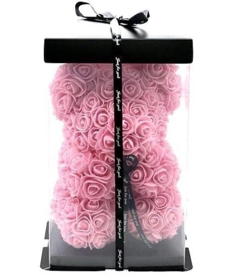 Small Pink Rose Flower Bear - Florist London