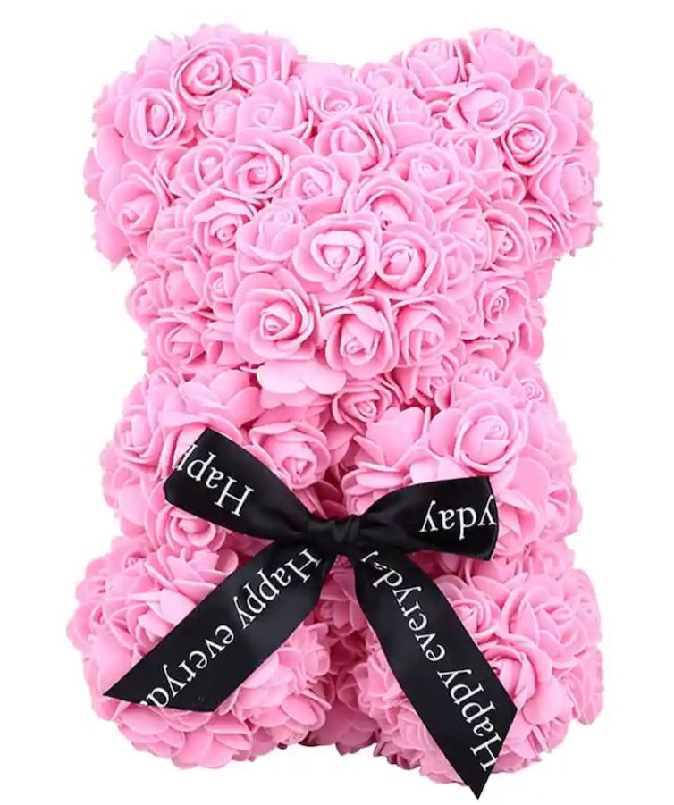 Small Pink Rose Flower Bear - Florist London