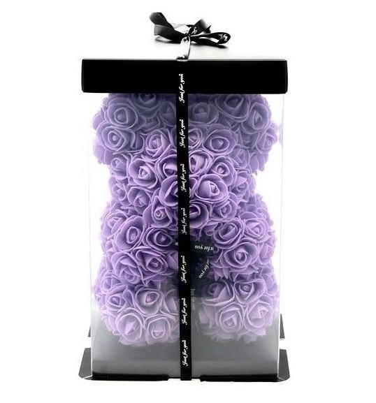 Small Purple Rose Flower Bear - Florist London