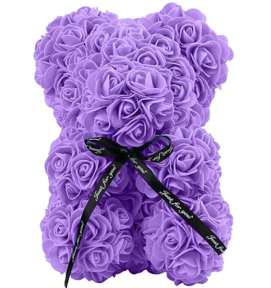 Small Purple Rose Flower Bear - Florist London