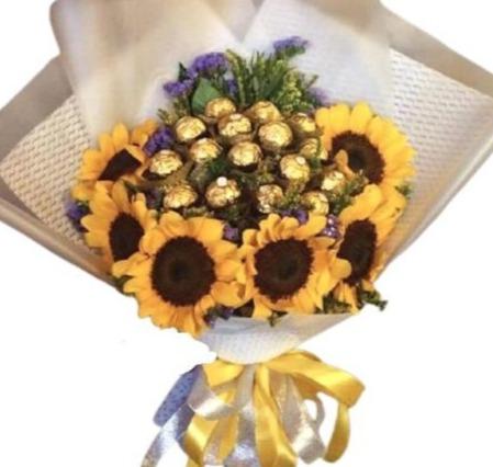 Sunflowers and Chocolates Bouquet - Florist London