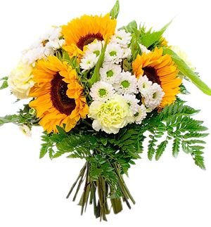 Sunflowers in White Bouquet - Florist London