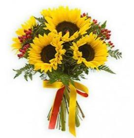 Sunflowers with Hypericum Bouquet - Florist London