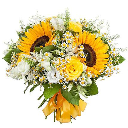 Sunflowers with Tanacetum Bouquet - Florist London
