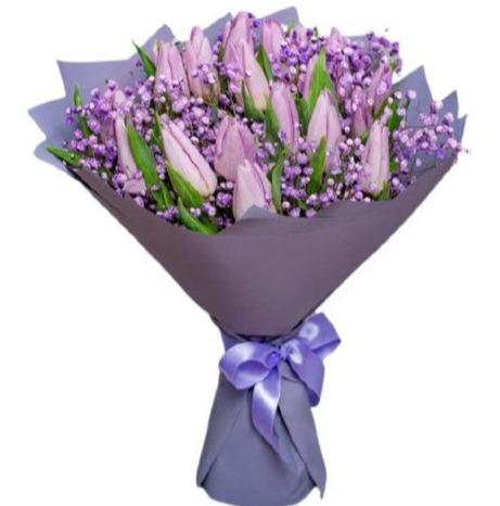 Tulips and Gypsophila Bouquet
