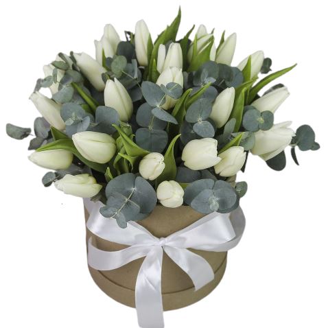 Tulips with Greenery Box - Florist London