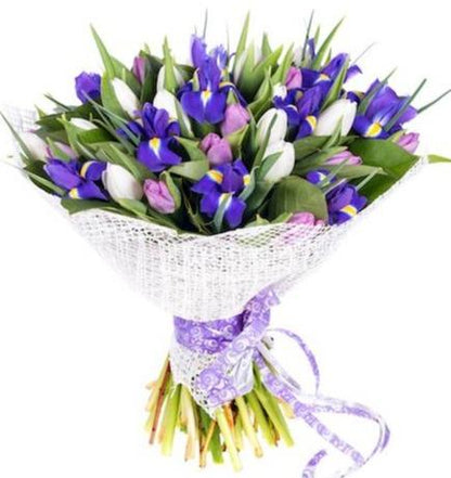 Tulips with Iris Bouquet - Florist London