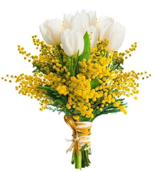 Tulips with Mimosa Bouquet - Florist London