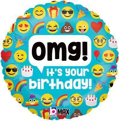 Turquoise Balloon with Emotes 18inch