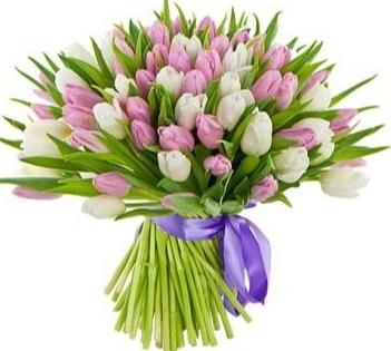 White and Pink Tulips Bouquet - Florist London