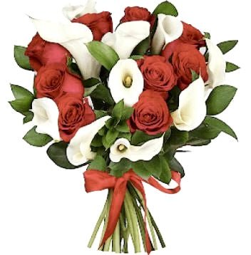 White Calla in Red Bouquet - Florist London