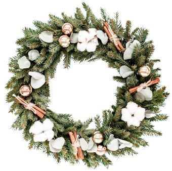 White Cotton and Cinamon Wreath - Florist London