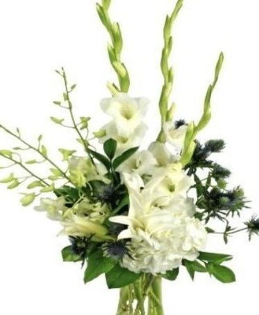 White Gladiolus Bouquet with Eryngium - Florist London