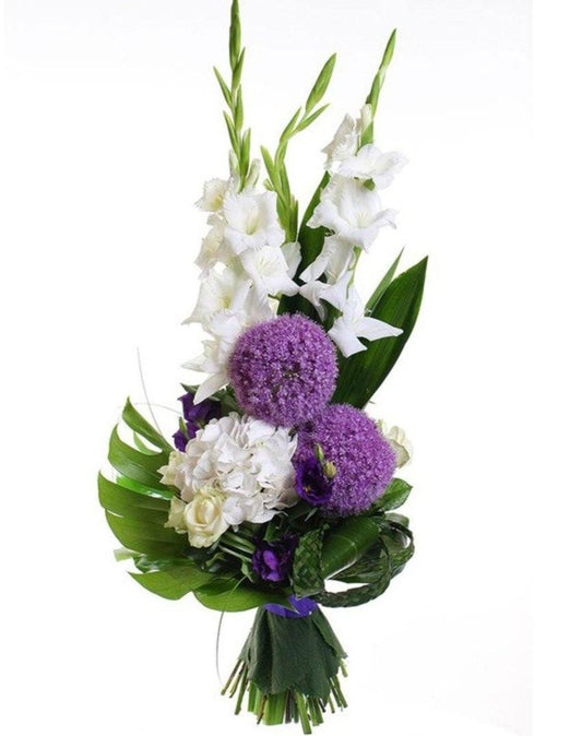White Gladiolus with Allium Bouquet