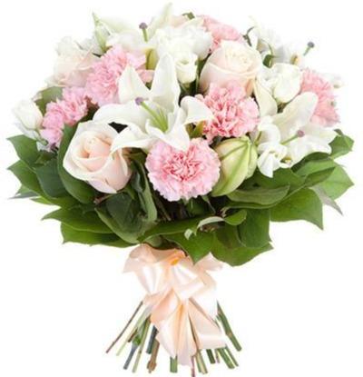 White Lily with Pink Accent Bouquet - Florist London