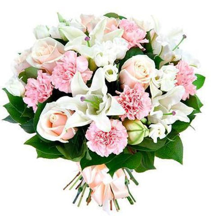 White Lily with Pink Accent Bouquet