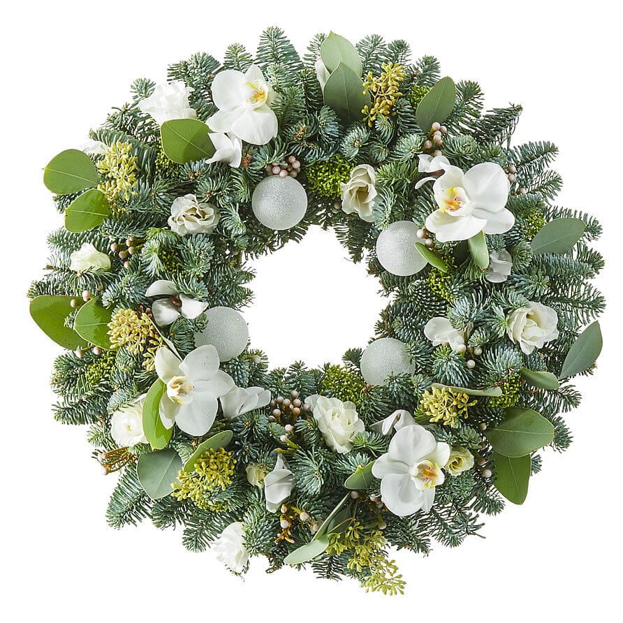 White Orchids Festive Wreath - Florist London