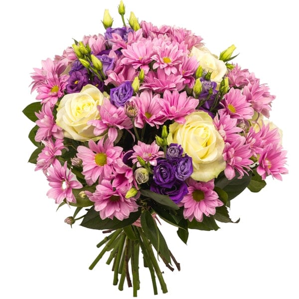 White Roses and Pink Chrysanthemum Bouquet - Florist London