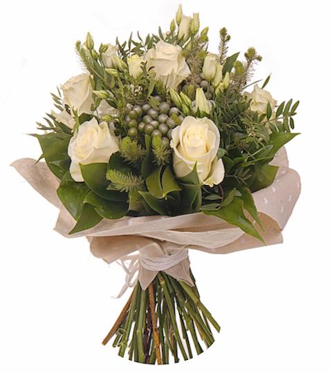 White Roses with Brunia Bouquet - Florist London