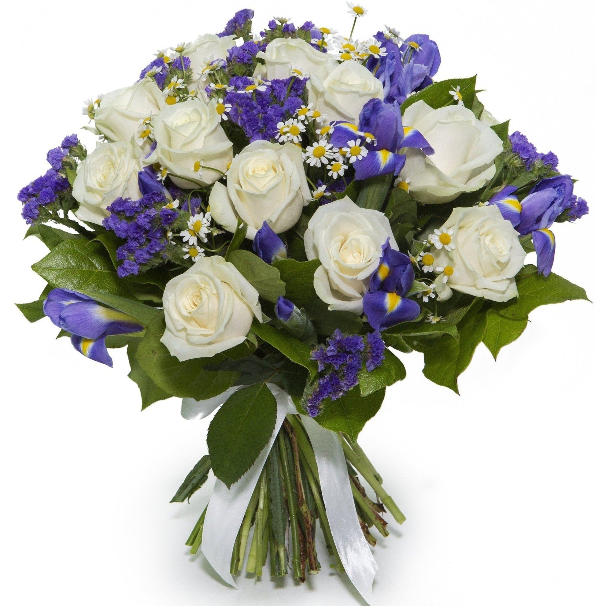 White Roses with Iris Bouquet - Florist London