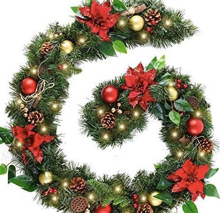 Wonderful Fresh Garland with Poinsettia - Florist London