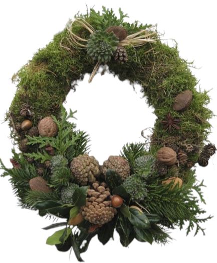 Xmas Moss Door Wreath - Florist London