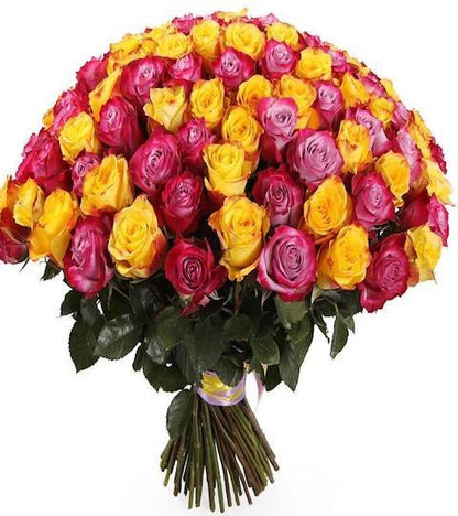 Yellow and Cherry Roses - Florist London