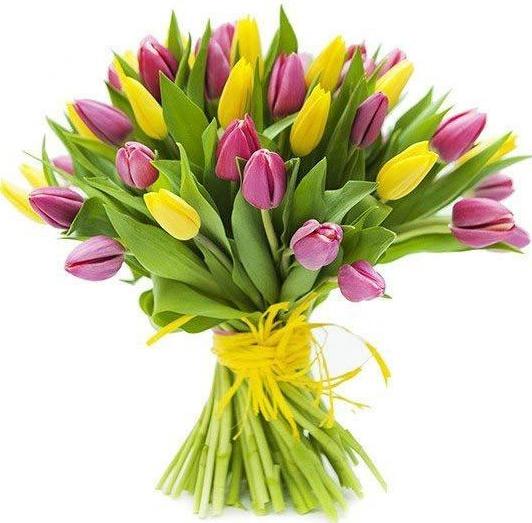 Yellow and Pink Tulips Bouquet