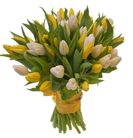 Yellow and White Tulips Bouquet - Florist London