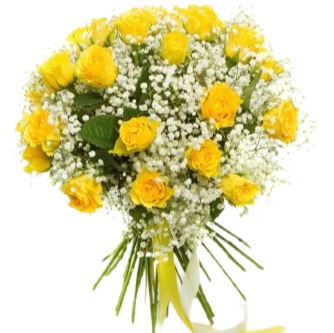 Yellow Roses with Gypsophila Bouquet - Florist London