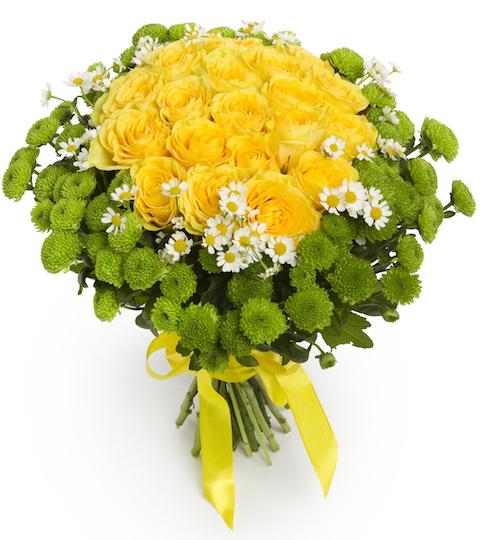 Yellow Roses with Santini Bouquet