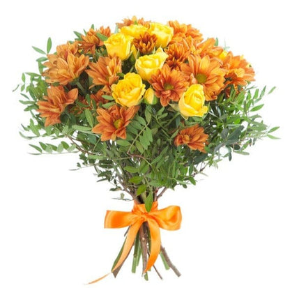 Yellow Spray Roses with Chrysanthemum Bouquet - Florist London