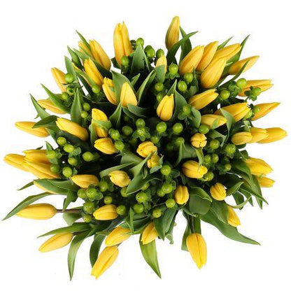 Yellow Tulips with Hypericum Bouquet - Florist London